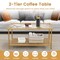 Costway 2-Tier Coffee Table with Shelf with Tempered Glass Top & Metal Frame Living Room